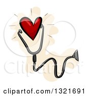 Red Heart Wearing A Stethoscope