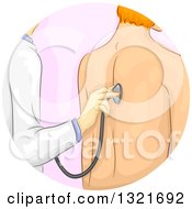 Poster, Art Print Of Doctor Holding A Stethoscope To A Patients Back