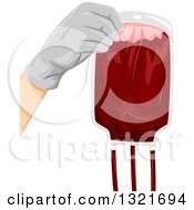 Clipart Of A Gloved Hand Holding A Bag Of Blood Royalty Free Vector Illustration