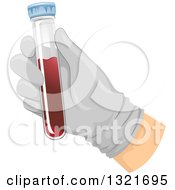 Gloved Hand Holding A Test Tube Of Blood