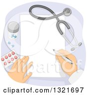 Clipart Of A Doctors Hands Writing A Prescription Royalty Free Vector Illustration by BNP Design Studio