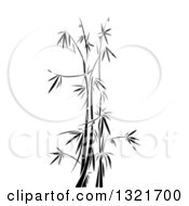 Clipart Of A Black And White Bamboo Stencil Background Royalty Free Vector Illustration