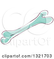 Clipart Of A Sketched Turquoise Bone Royalty Free Vector Illustration