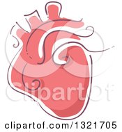 Poster, Art Print Of Sketched Red Human Heart