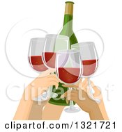 Group Of People Toasting With Red Wine