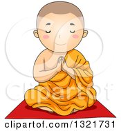 Buddhist Boy Sitting And Praying