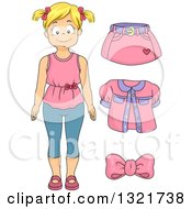 Poster, Art Print Of Blond White Girl With Pink Apparel