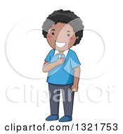 Clipart Of A Happy Black Boy Holding His Hand To His Chest While Pledging Royalty Free Vector Illustration