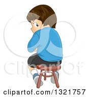 Poster, Art Print Of Mad Brunette White Boy Sitting On A Stool And Looking Back