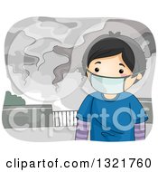 Poster, Art Print Of Asian Boy Wearing A Mask In A Polluted City