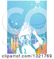 Poster, Art Print Of Scuba Woman Giving A Thumb Up Underwater At A Reef