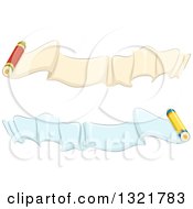 Clipart Of Wavy Paper Ribbon Banners With Crayons Royalty Free Vector Illustration