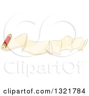 Clipart Of A Wavy Paper Ribbon Banner With A Crayon Royalty Free Vector Illustration