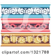 Poster, Art Print Of Blue Pink And Yellow Ornate Cornice Borders