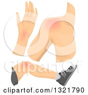 Clipart Of White Male Body Parts Showing Pain Royalty Free Vector Illustration