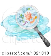 Poster, Art Print Of Magnifying Glass Seeing Germs In Water