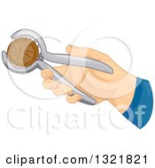 Clipart Of A Hand Cracking A Nut Royalty Free Vector Illustration