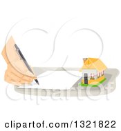 Poster, Art Print Of Hand Writing A Note By A Tiny House