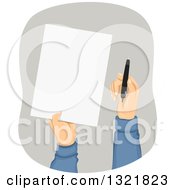 Poster, Art Print Of Hands Holding Out A Piece Of Paper And A Pen