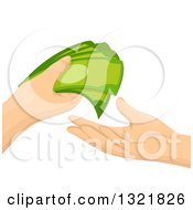 Clipart Of Hands Exchanging Cash Money Royalty Free Vector Illustration