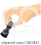 Clipart Of A Chess Players Hand Moving A Pawn Piece Royalty Free Vector Illustration