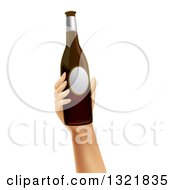 Clipart Of A Hand Holding Up A Wine Bottle Royalty Free Vector Illustration