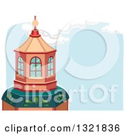 Clipart Of A Domed Cupola Building Against Blue Sky And Clouds Royalty Free Vector Illustration