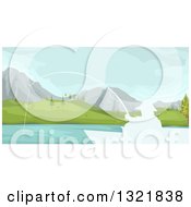 Poster, Art Print Of White Silhouetted Man Fishing From A Boate On A Mountainous Lake