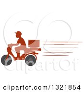 Poster, Art Print Of Fast Silhouetted Food Delivery Man On A Motorcycle