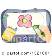 Poster, Art Print Of Hand Drawing A Flower With Crayons