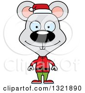 Poster, Art Print Of Cartoon Happy Mouse Christmas Elf