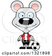 Poster, Art Print Of Cartoon Happy Mouse Soccer Player