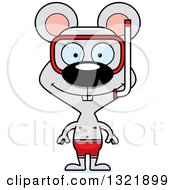 Poster, Art Print Of Cartoon Happy Mouse Wearing Snorkel Gear