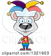 Clipart Of A Cartoon Happy Mouse Jester Royalty Free Vector Illustration