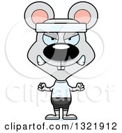 Clipart Of A Cartoon Mad Fitness Mouse Royalty Free Vector Illustration