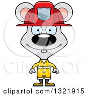 Poster, Art Print Of Cartoon Happy Mouse Fire Fighter