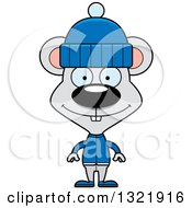 Poster, Art Print Of Cartoon Happy Mouse In Winter Clothes
