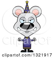 Clipart Of A Cartoon Mad Mouse Wizard Royalty Free Vector Illustration
