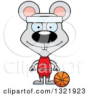 Poster, Art Print Of Cartoon Happy Mouse Basketball Player