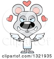 Clipart Of A Cartoon Mad Mouse Cupid Royalty Free Vector Illustration