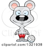 Poster, Art Print Of Cartoon Happy Mouse Beach Volleyball Player