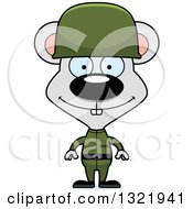 Poster, Art Print Of Cartoon Happy Mouse Army Soldier