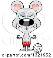 Poster, Art Print Of Cartoon Mad Mouse Beach Volleyball Player