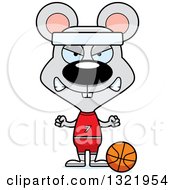Poster, Art Print Of Cartoon Mad Mouse Basketball Player