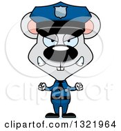Clipart Of A Cartoon Mad Mouse Police Officer Royalty Free Vector Illustration