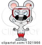 Poster, Art Print Of Cartoon Mad Mouse Wearing Snorkel Gear