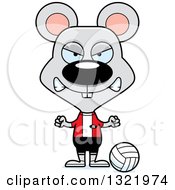 Poster, Art Print Of Cartoon Mad Mouse Volleyball Player