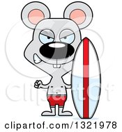 Poster, Art Print Of Cartoon Mad Mouse Surfer