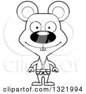 Poster, Art Print Of Cartoon Black And White Happy Karate Mouse