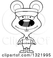 Lineart Clipart Of A Cartoon Black And White Happy Mouse Lifeguard Royalty Free Outline Vector Illustration